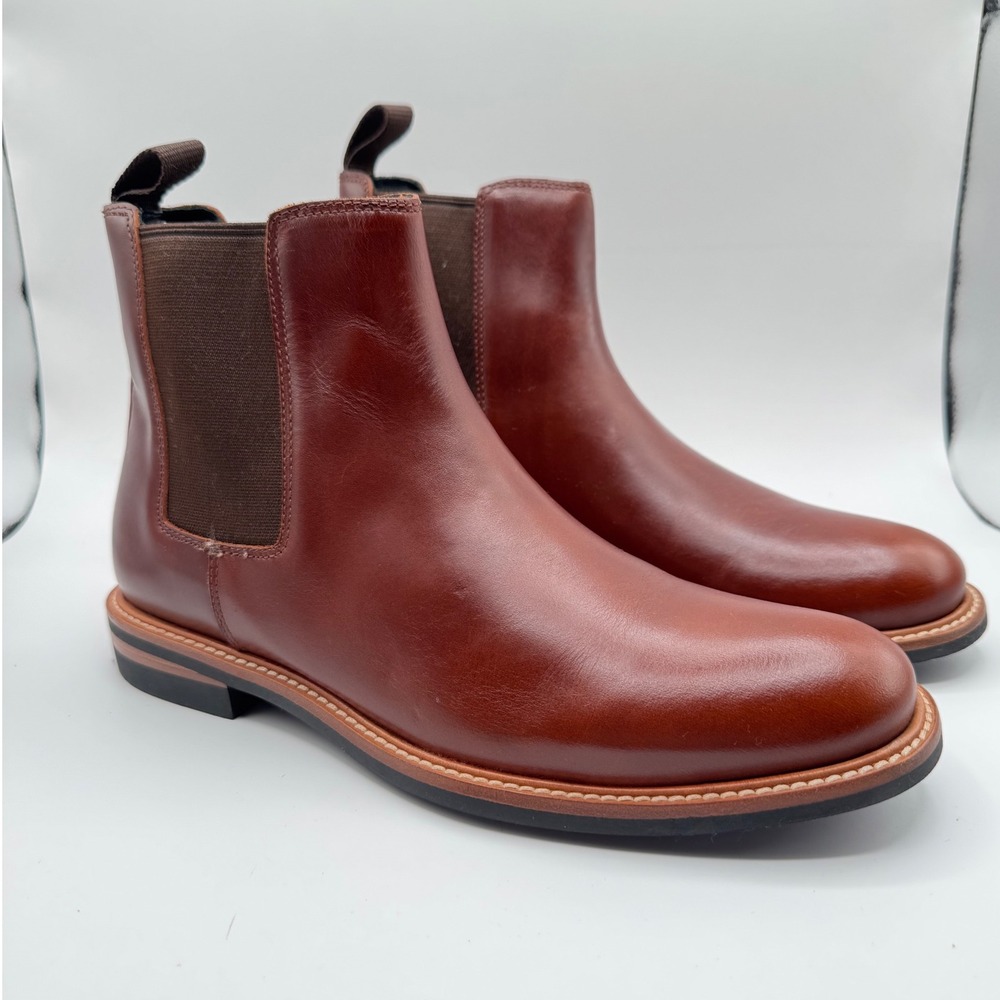 Nisolo‎ All Weather Chelsea Boot Brandy Red Brown Leather Men's 8.5 New Pull-On
